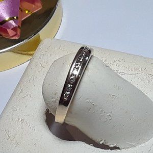 Estate .20ctw Natural Round Diamond SI3-I1 HI Channel 14Kt Y/G Wedding Band17181